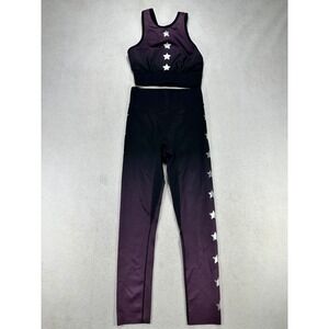 Back Line by Noli Women Ombre Star Activewear Set Purple Black S Small 2 Piece